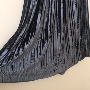 Zara blue velvet midi skirt